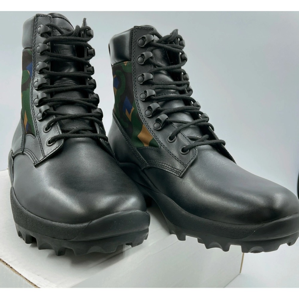 MCM Men's Black Leather Camo Nylon RESNICK Combat Boots Shoes 9AMM80, SZ. 42 - Picture 12 of 12